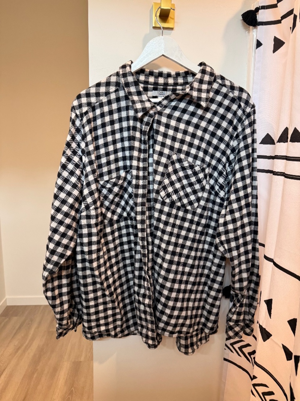 Croft & Barrow Women's 3X Classic White & Black Check Flannel Shirt